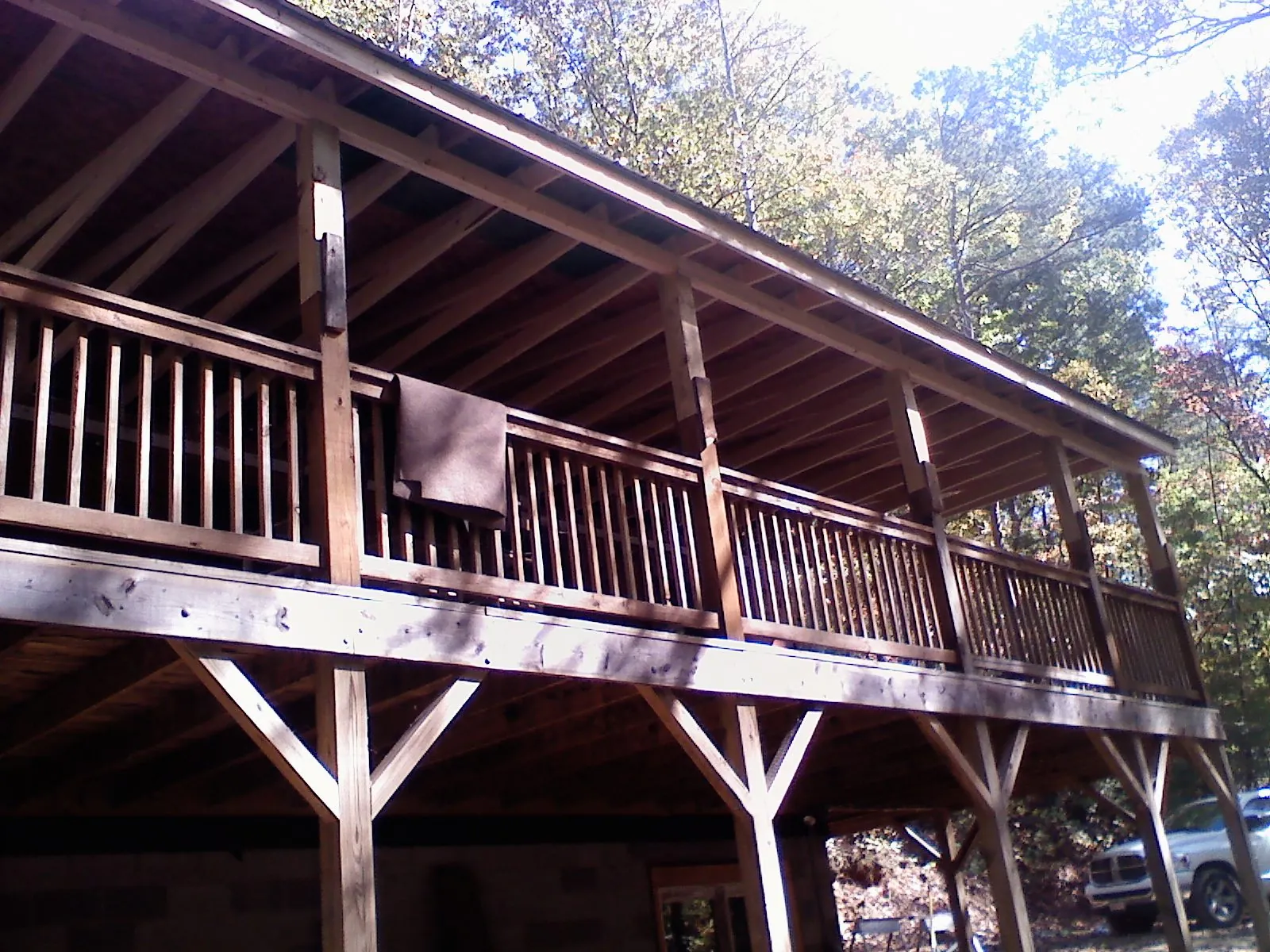 Timber framing under a new elevated porch and deck — Roof Leak Repair in Centerburg by Roofing Brothers